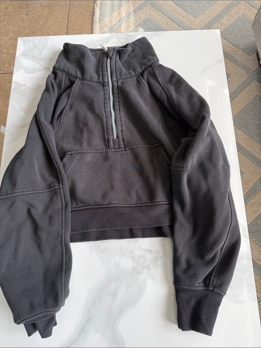 lululemon athletica Charcoal Cropped Half-Zip Pullover